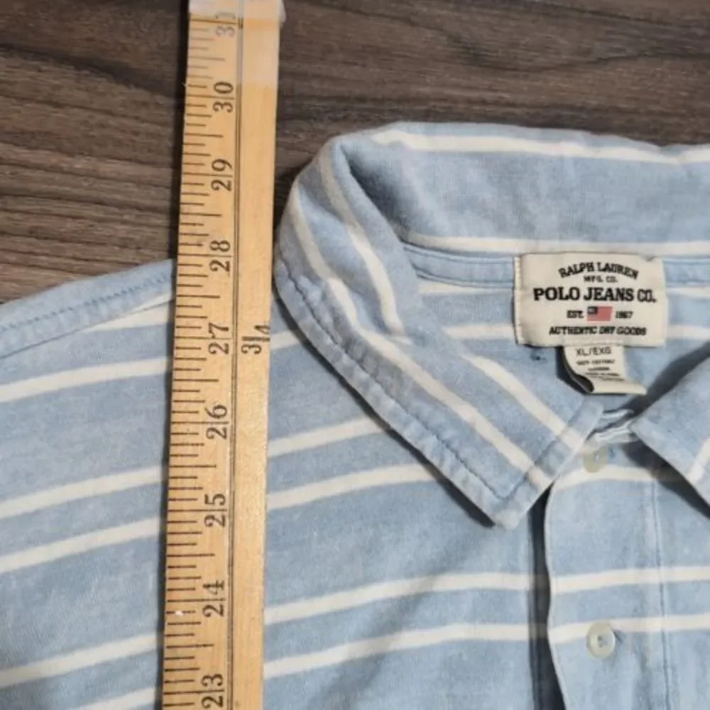 Vintage Polo Jeans Co. Ralph Lauren Polo Shirt‎ Blue Stripe Size XL 90’s Y2K 25D